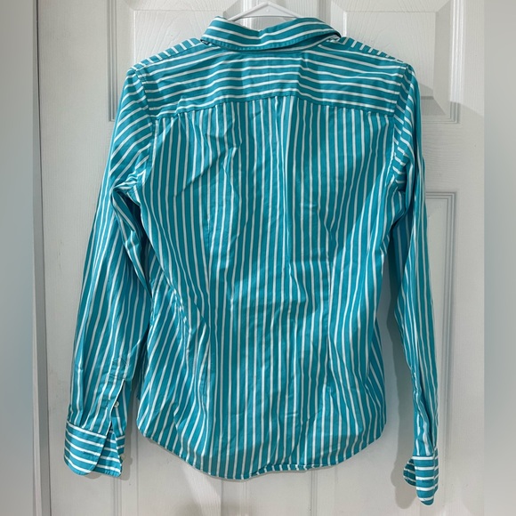 Ralph Lauren blue stripe blouse top shirt polo professional work black label - Picture 3 of 3